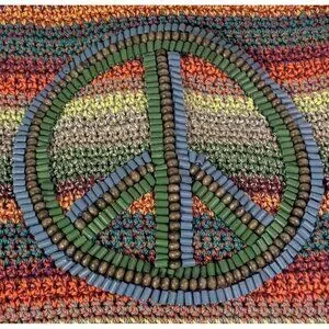 The Sak Boho Chic Crochet Drawstring Backpack Peace Sign The Sak Boho Chic Crochet Drawstring Backpack Tan Khaki  main image 4